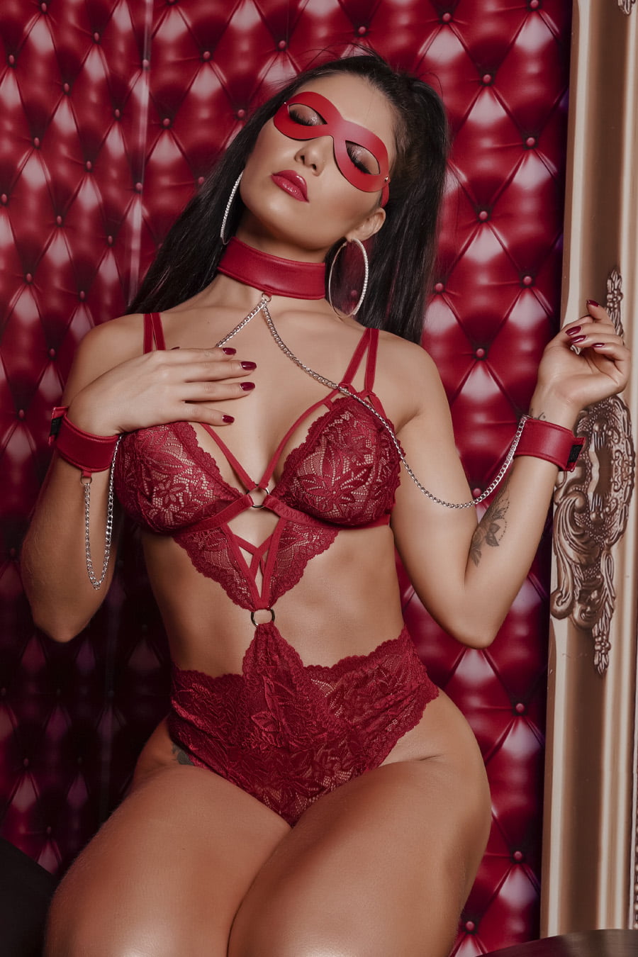 Body De Renda Lady In Red Rachel Vermelha Loula Shop Lingeries Sensuais E Fantasias Sexys