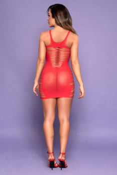 Mini Vestido sensual com desenho rasgado vermelho - Yaffa